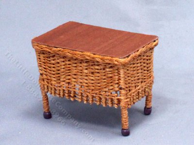 (image for) Miniature Brown Wicker Coffee Table for Dollhouses