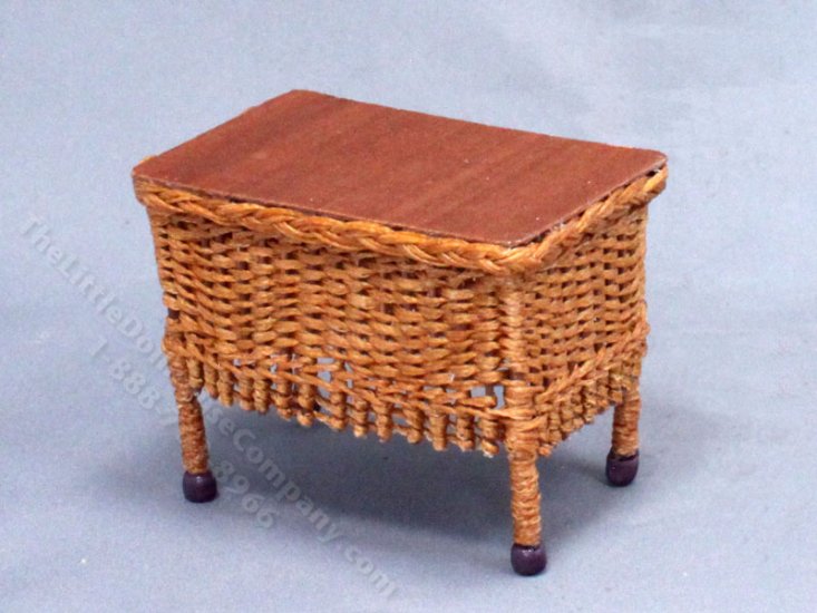 (image for) Miniature Brown Wicker Coffee Table for Dollhouses