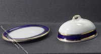 (image for) Miniature Blue with Gold Trim Turkey Platter for Dollhouses