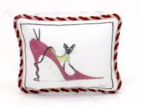 (image for) Pillow with Cat Print and Braided Edging by Judith Blondell