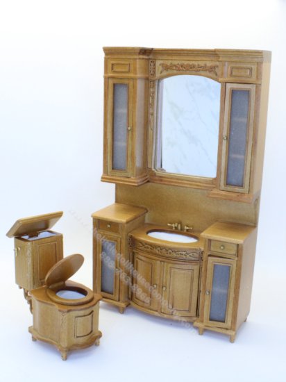 (image for) Miniature 2 pc Powder Room for Dollhouses