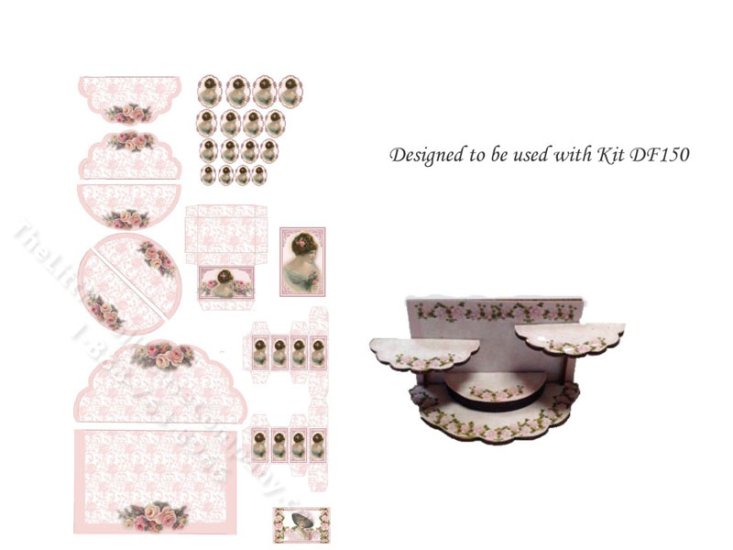 (image for) Miniature Pink Perfume Shelf Sheet Kit for Dollhouses
