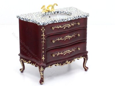 (image for) Miniature Small Sink in Mahogany Cabinet