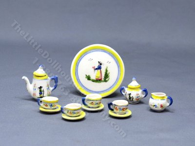 (image for) Miniature 12pc Quimper Tea Set by Janice Crawley