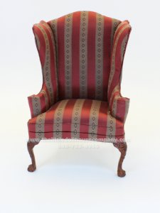 (image for) Miniature Pink Striped Queen Anne Style Chair