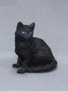 (image for) Miniature Sitting Black Cat for Dollhouses