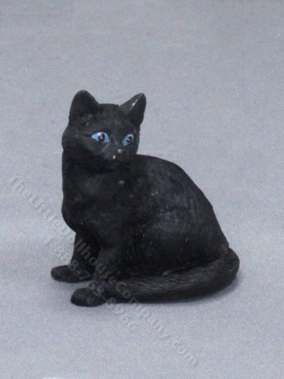(image for) Miniature Sitting Black Cat for Dollhouses