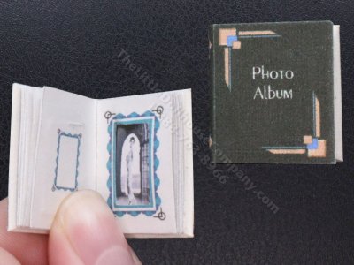 (image for) Miniature Vintage Black Picture Album with Art Deco Accents