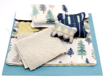 (image for) Miniature Trees and Triangles Bedding for Dollhouses