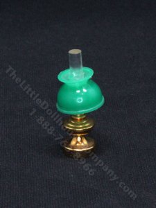 (image for) Miniature Oil Lamp with Green Shade For Dollhouses
