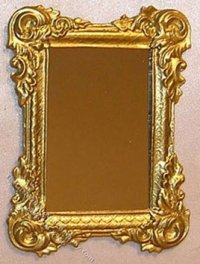 (image for) Miniature Gold Mirror, Large Rectangle, for Dollhouses