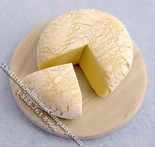 (image for) Dollhouse Scale Model Brie Cheese on Round Cutting Board
