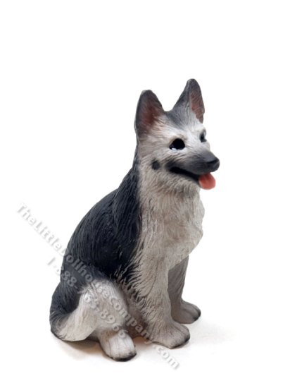 (image for) Miniature Black and Silver German Shepherd for Dollhouses