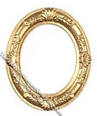 (image for) Miniature Gold Colored Oval Frame for Dollhouses; 2pack.