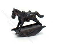 (image for) Miniature Black Metal Rocking Horse for Dollhouses