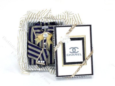 (image for) Miniature Navy and Gold Striped Chanel Blouse by Judith Blondell
