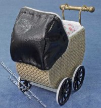 (image for) Miniature Faux Wicker Baby Pram by Heidi Ott for Dollhouses