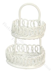 (image for) Miniature White Wire Two-Tiered Round Baskets for Dollhouses