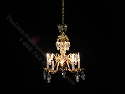 (image for) Dollhouse Miniature Hariette 5-Arm Chandelier - 12V
