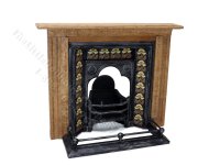 (image for) Miniature Coalbrookdale Tiled Fireplace and Fender Set for Dollhouses - Beige & Brown