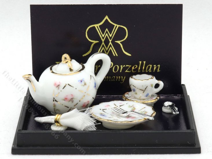 (image for) Miniature Floral Pattern Single Tea Set