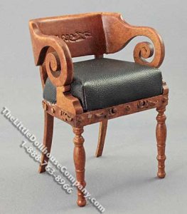 (image for) Miniature Walnut Finish Pub Chair for Dollhouses