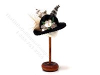 (image for) Ladies Black Feathered Hat by Judith Blondell for Dollhouses