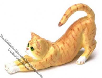 (image for) Dollhouse Scale Model Orange Cat Stretching Out