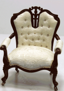 (image for) Miniature Walnut Victorian Armchair With Brass Castors
