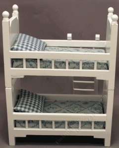 (image for) Miniature White Kid's Bunk Bed with Blue Winnie The Pooh Bedding