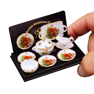 (image for) Miniature Christmas Santa Design Dinner Set For Dollhouses