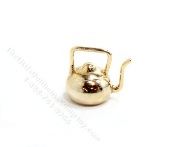 (image for) Dollhouse Scale Model Brass Tea Kettle