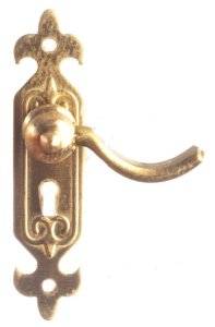 (image for) Miniature French Door Lever with Brass Backing Plate