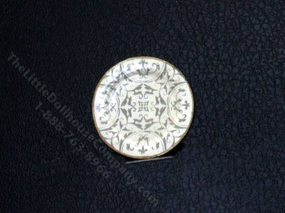 (image for) Miniature White and Gold Plate for Dollhouses