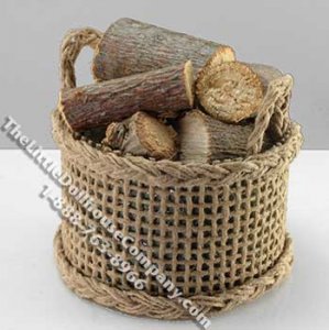 (image for) Miniature Basket of Logs for Dollhouses