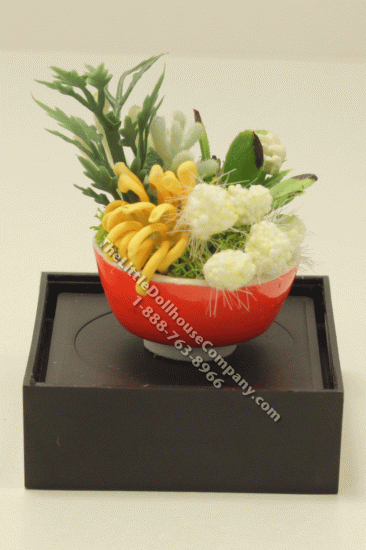 (image for) Dollhouse Miniature Succulent in a Red Bowl