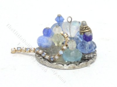 (image for) Miniature Blue Perfume Tray with Necklace for Dollhouses