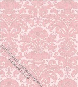 (image for) Pink Annabelle Damask Pattern Miniature Wallpaper for Dollhouses