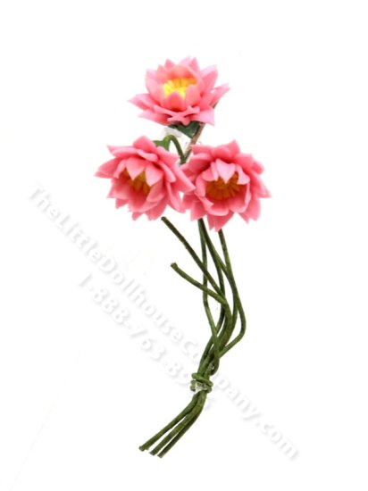 (image for) Miniature Bouquet of Pink Flowers for Dollhouses