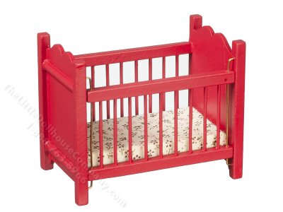 (image for) Miniature Red Crib for Dollhouses