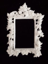 (image for) Miniature White Rectangular Rococo Picture Frame