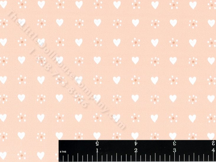 (image for) Hearts on Peach Miniature Wallpaper for Dollhouses