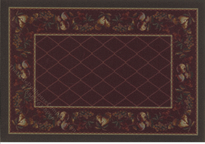 (image for) Miniature Small Scale Red Trellis Rug with Fruits