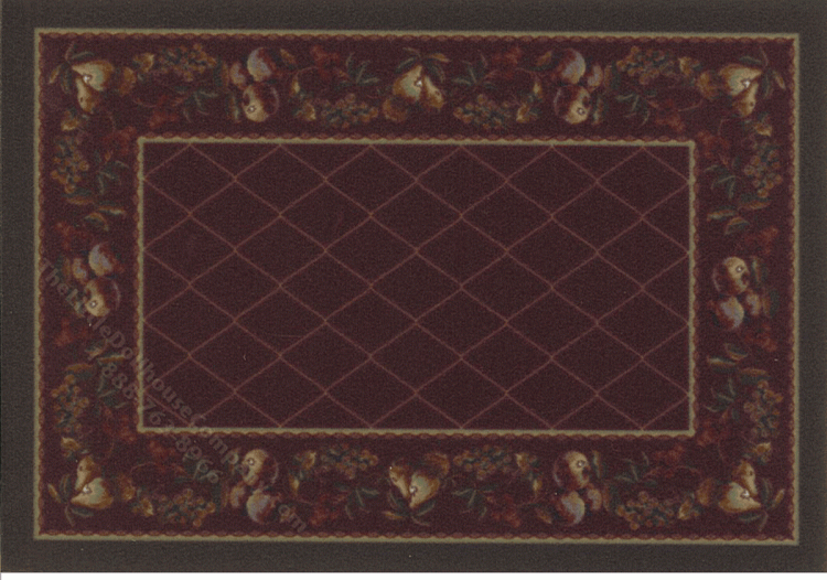 (image for) Miniature Small Scale Red Trellis Rug with Fruits