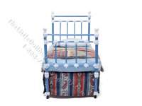 (image for) Miniature Wrought Iron Twin/Single Bed for Dollhouses - Blue