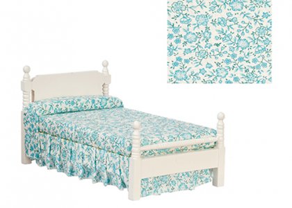 (image for) Miniature Blue and White Floral Pattern Single Bed