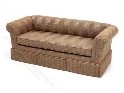 (image for) Miniature Brown Striped Sofa for Dollhouses