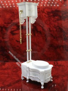 (image for) Miniature White Hand Painted High Flush Toilet for Dollhouses