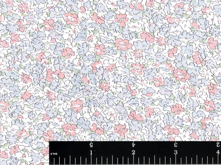 (image for) Blue and Pink Abstract Floral Miniature Wallpaper for Dollhouses