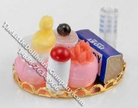 (image for) Miniature Tray of Bath Accessories for Dollhouses